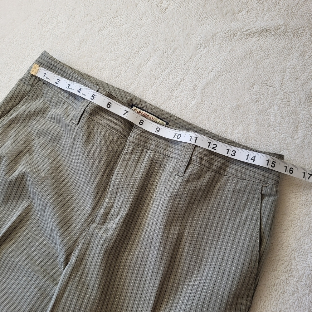 Caribbean Joe Brown Striped Cuffed Creased Capris Women's Size 8 - Picture 5 of 9